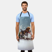 Tablier hiver de neige de Noël beagle (Porté)