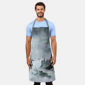 Tablier Hiver Forêt forestière Nuit Ciel Blanc Arctique Fo (Porté)