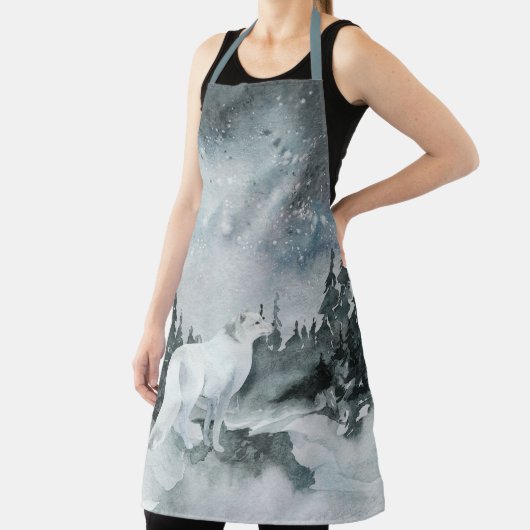 Tablier Hiver Forêt forestière Nuit Ciel Blanc Arctique Fo (Insitu)