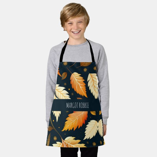 Tablier Hiver tombant feuille Orange Gradient Motif (Porté)