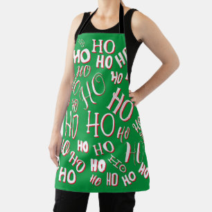 Tablier HO HO HO motif de texte de Noël blanc vert rouge
