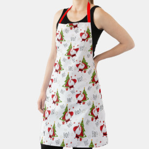 Tablier Ho Ho Ho, Père Noël et Arbres de Noël Apron