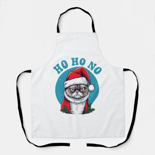 Tablier Ho ho non - drôle de chat grumpy santa (Recto)