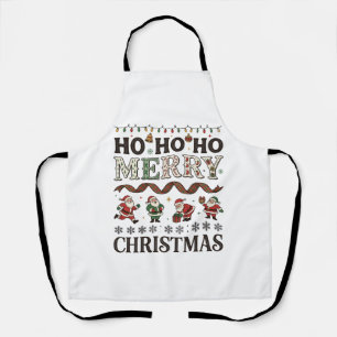 Tablier Ho Joyeux Noël Ruban à carreaux de Père Noël