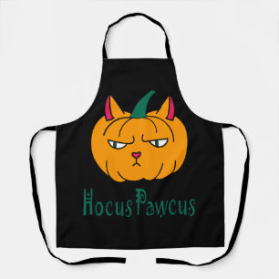 Tablier Hocus pawcus citrouille d'Halloween chat roux magi