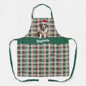Tablier Holiday Plaid Saint Bernard Santa Dog Christmas (Recto)