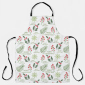 Tablier Holly Berries, Feuilles, Snowflake Motif de Noël (Recto)