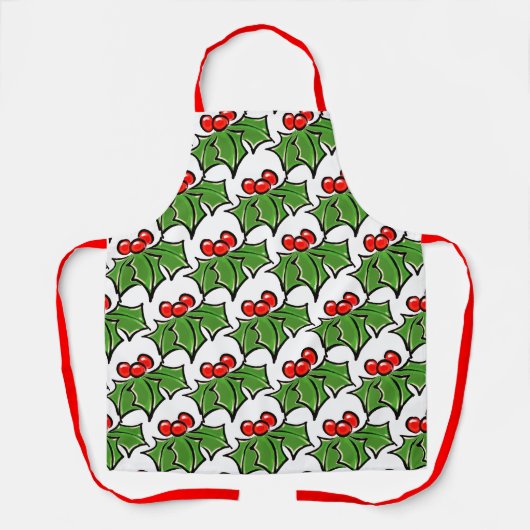 Tablier Holly Feuilles Holly baies de vacances plaisir bot (Recto)