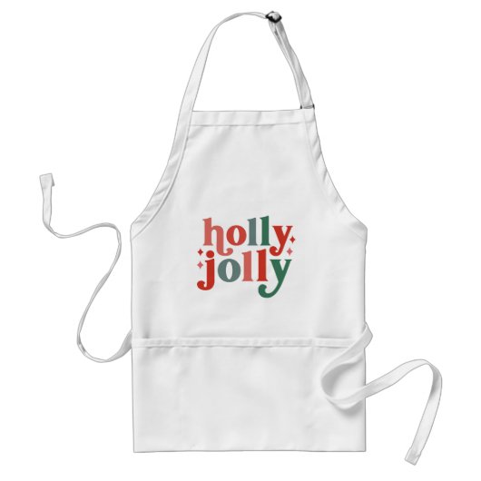 Tablier Holly Jolly - Typographie des Fêtes Rétro (Devant)