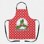 Tablier Holly on Red White Snowflakes (Recto)