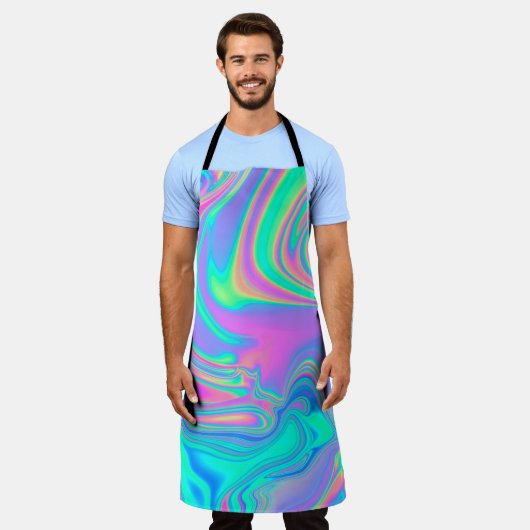 Tablier Holographie Iridescente : Neon Marbled Texture (Porté)