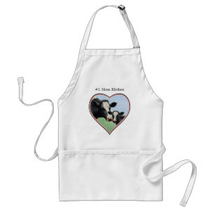 Tablier Holstein Cow & Calf Pink Border Heart