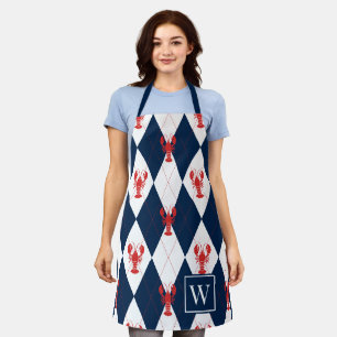 Tablier Homard Prépa Argyle - Monogramme Rouge & Marine