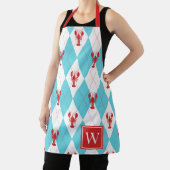 Tablier Homard Prépa Argyle - Monogramme Rouge & Turquoise (Insitu)