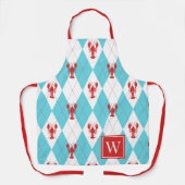 Tablier Homard Prépa Argyle - Monogramme Rouge & Turquoise (Recto)