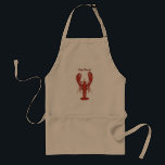 Tablier Homard roux | Apron Nom du chef<br><div class="desc">Des tabliers à thème de homard personnalisés pour votre prochaine soirée de biscuits de homard ou de fruits de mer. Il présente une illustration en aquarelle d'un homard rouge et une tache du nom du chef.</div>