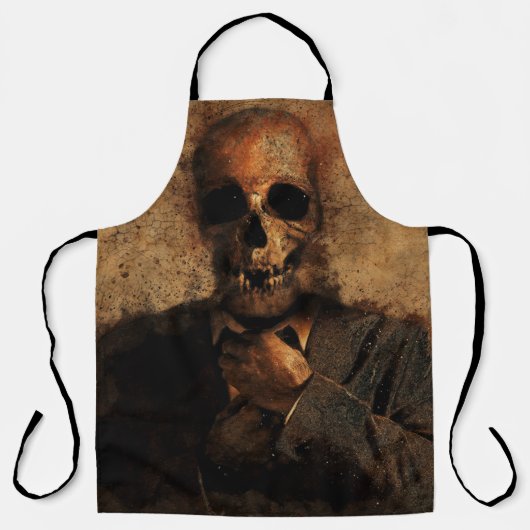 Tablier Homme crâne arrière - plan texture mort (Recto)