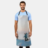 Tablier Homme en skate bleu sur mur sur la plage (Porté)