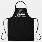 Tablier Homme's Elegant Black Chef Nom Modern Simple (Recto)