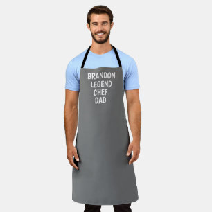 Tablier Homme's Elegant Grey Moderne Simple Papa Chef