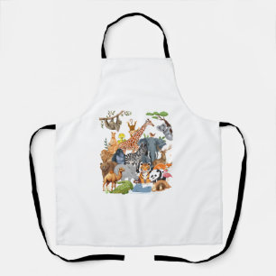 Tablier Hommes Femmes et Enfants Faune Zoo Day Party Cute