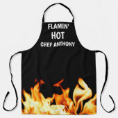 Tablier Hommes Flamme Hot Black Modern Papa Chef BBQ (Recto)
