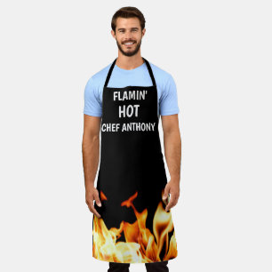 Tablier Hommes Flamme Hot Black Modern Papa Chef BBQ