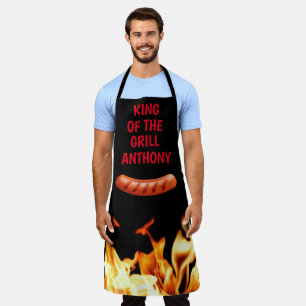 Tablier Hommes Saucage Noir Roi du Grill Chef BBQ Apron