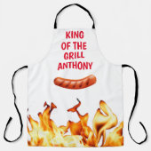 Tablier Hommes Saucisse Blanc Roi du Grill Chef BBQ (Recto)