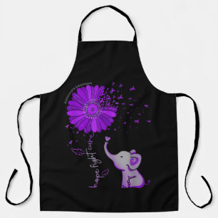 Tablier Hope Fight Cute Elephant Alzheimer's Purple Ribbon