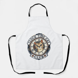 Tablier Horloge Temps Chat Chat Graphique Tee Art - Horlog
