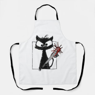Tablier Horreur de baseball de chat noir Halloween