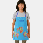 Tablier Hot Air Balloon Aquarelle Boys Blue Childs Apron (Insitu)