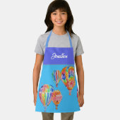 Tablier Hot Air Balloon Aquarelle Garçons Enfants Nom Apro (Insitu)