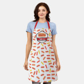 Tablier Hot Dog Fast Food Motif Retro BBQ Monogramme (Porté)