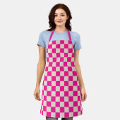 Tablier Hot pink and tan checkerboard pattern (Porté)