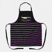 Tablier Hot Pink Stripes Rainbow Chef Knife Personnalisé (Recto)