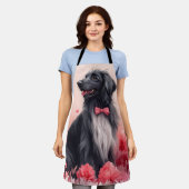 Tablier Hound afghan avec Roses - Saint Valentin (Porté)