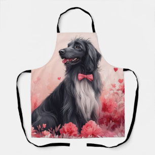 Tablier Hound afghan avec Roses - Saint Valentin