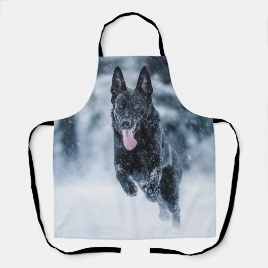 Tablier Housse de couette Black German Shepherd dans la ne (Recto)