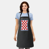 Tablier Hrvatska Damier Bleu Bordure (Porté)