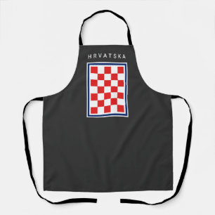 Tablier Hrvatska Damier Bleu Bordure