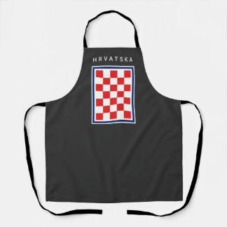Tablier Hrvatska Damier Bleu Bordure
