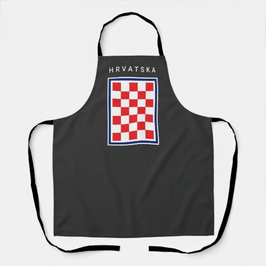 Tablier Hrvatska Damier Bleu Bordure (Recto)
