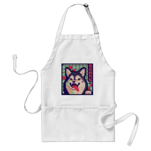 Tablier Husky Pixelart, Pixel Art (Devant)