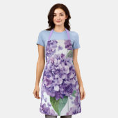 Tablier Hydrangea Violette Fleur Lavande Aquarelle Florale (Porté)