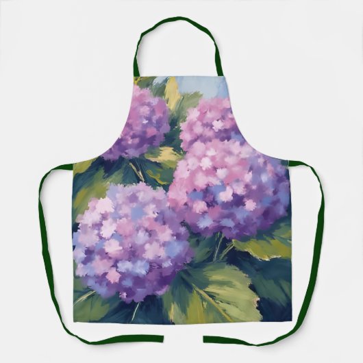 Tablier Hydrangeas Violettes Aquarelle Florale (Recto)