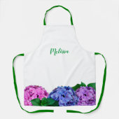 Tablier Hydrangée bleue et rose Floral Personnalisé (Recto)