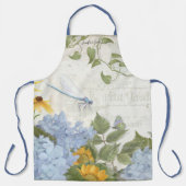 Tablier Hydrangée bleue florale de tournesol jaune avec li (Recto)