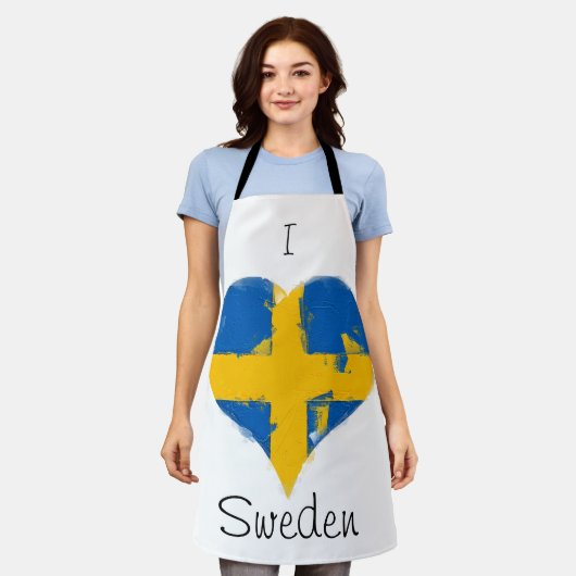 Tablier I Heart Suède Drapeau suédois (Porté)
